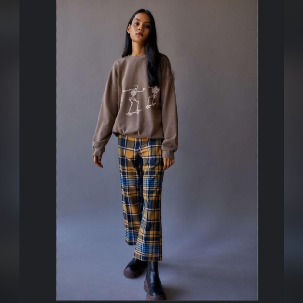 Project Social❤Urban Outfitters Whimsigoth Baggy Skeleton Skater Grey Sweatshirt - Picture 3 of 8